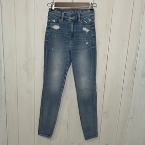 AE Dream Jean - Curvy Super Hi Rise Jegging - 0 regular-Medium Wash / Distressed